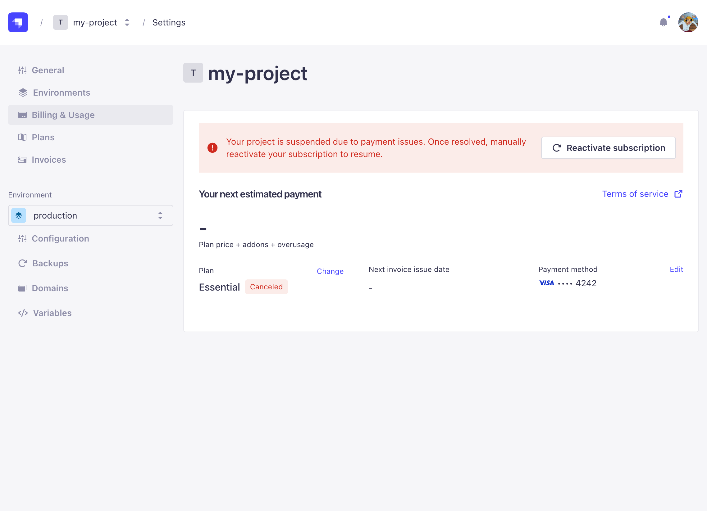 Reactivate subscription